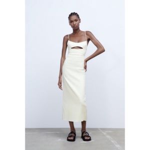 ZARA Cutout Linen Blend Dress NWOT